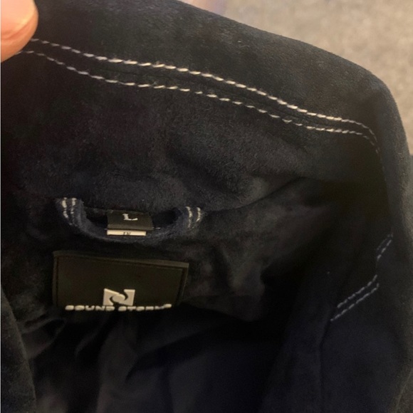 Leather jacket blue size large like new - Picture 5 of 5